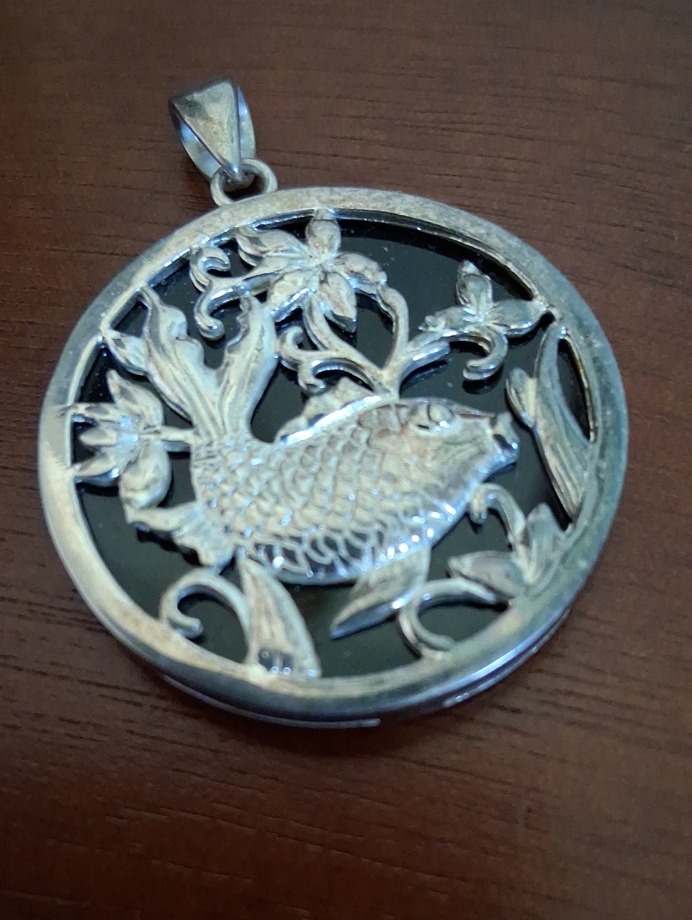 Stamped 925 Round Koi Fish Pendant JJ137